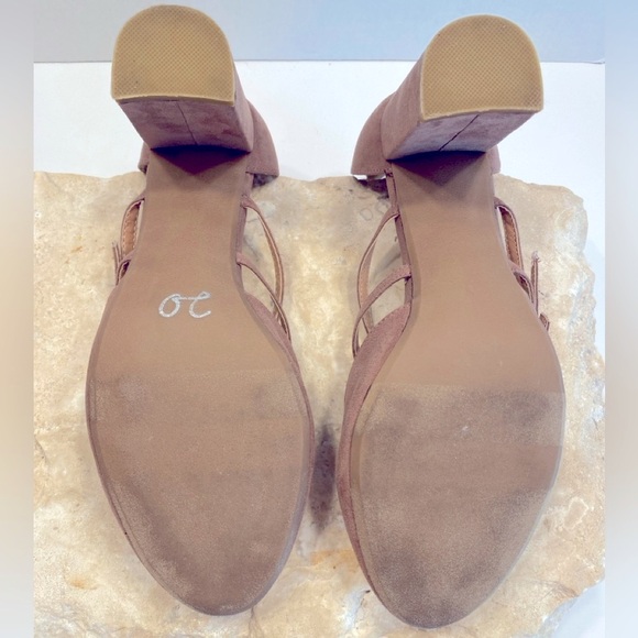 Sz 8 Report 9 Lolly Starps Sueded Strappy High Block Heel Closed Round Toe Pumps - Picture 9 of 12